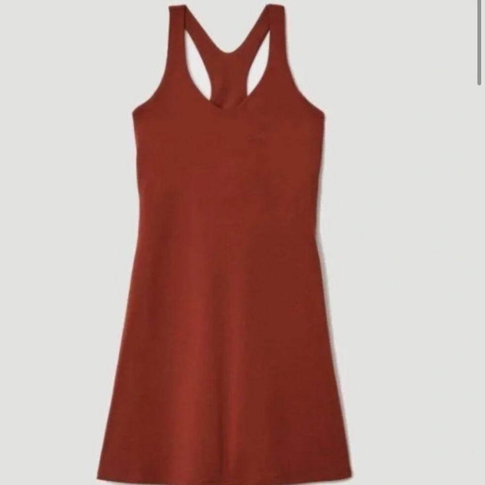 girlfriend collective Lola v-neck athletic dress small mahogany